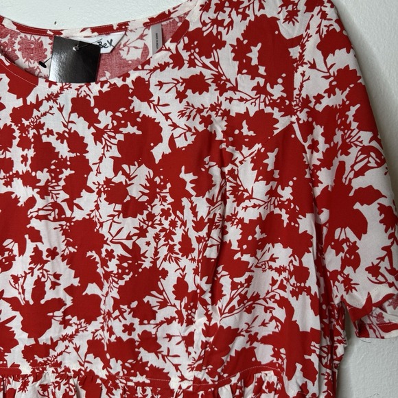 New Labelbe Red Floral Dress Womens US 16 Viscose Short Sleeve Bohemian Label Be - Picture 5 of 11